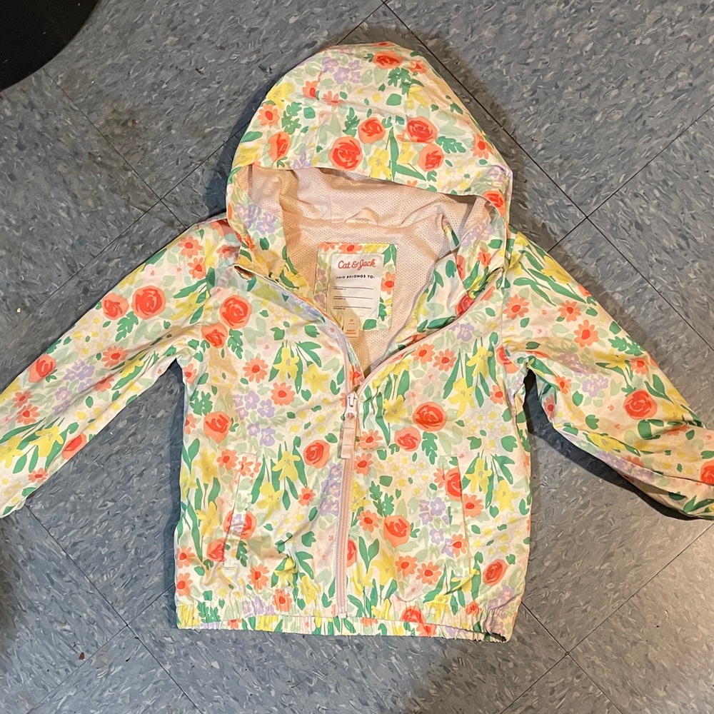 Cat & Jack Floral Raincoat - Red, Green, Purple